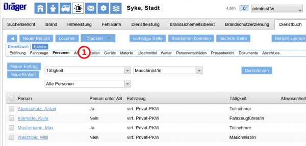 Dienstbucheintrag anlegen