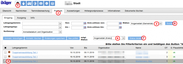 Teilnehmer an den Kreis melden Teilnehmer an den Kreis melden