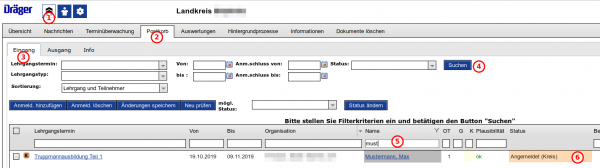 Eintrag im Postkorb-Eingang des Kreisausbildungsleiters Eintrag im Postkorb-Eingang des Kreisausbildungsleiters