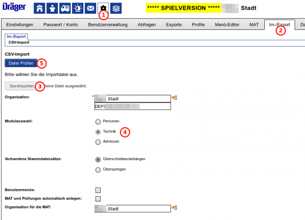 CSV-Import von Technik CSV-Import von Technik